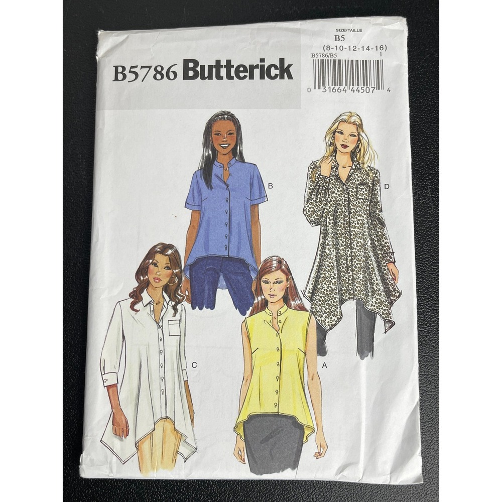 00351 - Butterick B5786 Misses' Loose Fitting Shirtdress Sewing Pattern Size B5